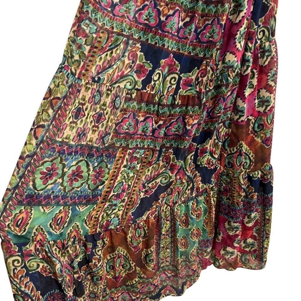 Signature by Robbie Bee Boho Patchwork Print Maxi Dress Size 10 Tie Front - Picture 4 of 7